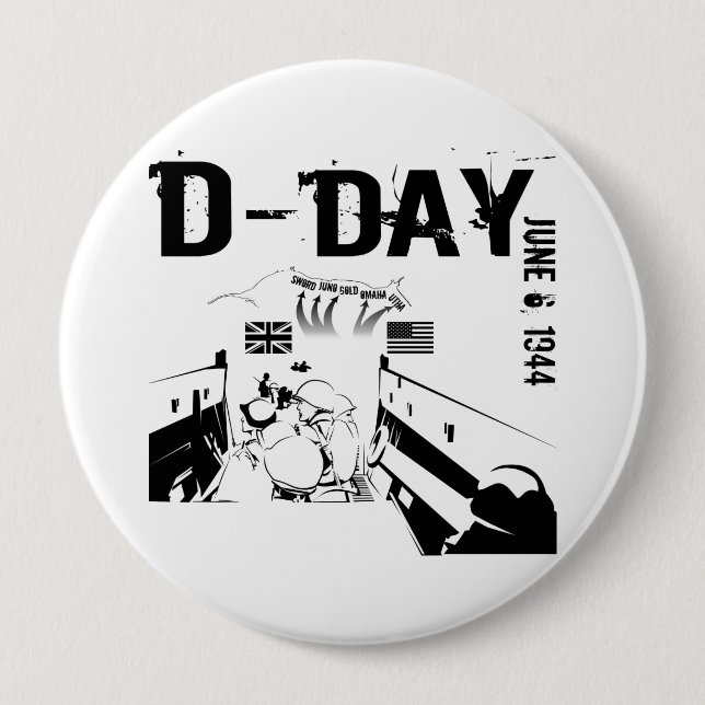 D-DAY June 6, 1944 10 Cm Round Badge (Front)