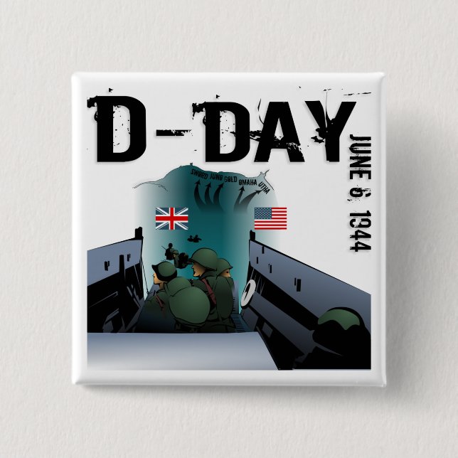 D-DAY June 6, 1944 15 Cm Square Badge (Front)
