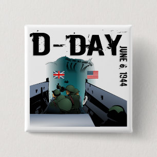D-DAY June 6, 1944 15 Cm Square Badge