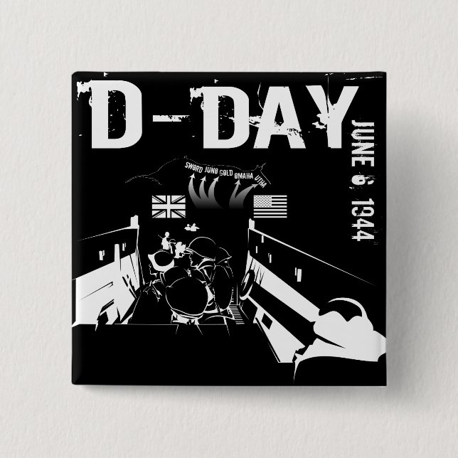 D-DAY June 6, 1944 15 Cm Square Badge (Front)