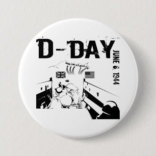 D-DAY June 6, 1944 7.5 Cm Round Badge