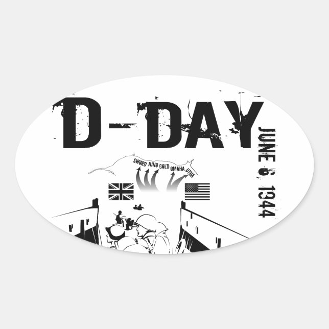 D-DAY June 6, 1944 Oval Sticker (Front)
