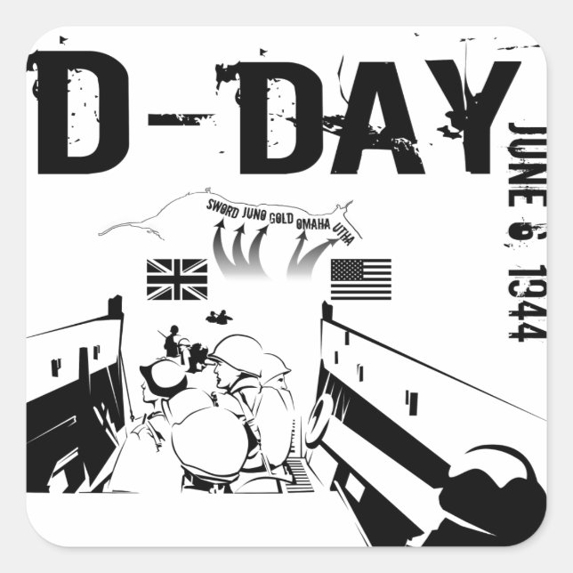 D-DAY June 6, 1944 Square Sticker (Front)