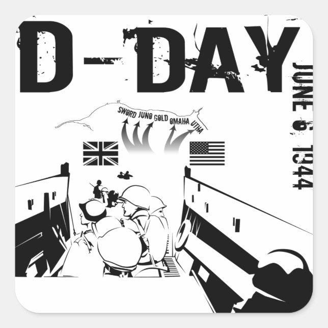 D-DAY June 6, 1944 Square Sticker (Front)