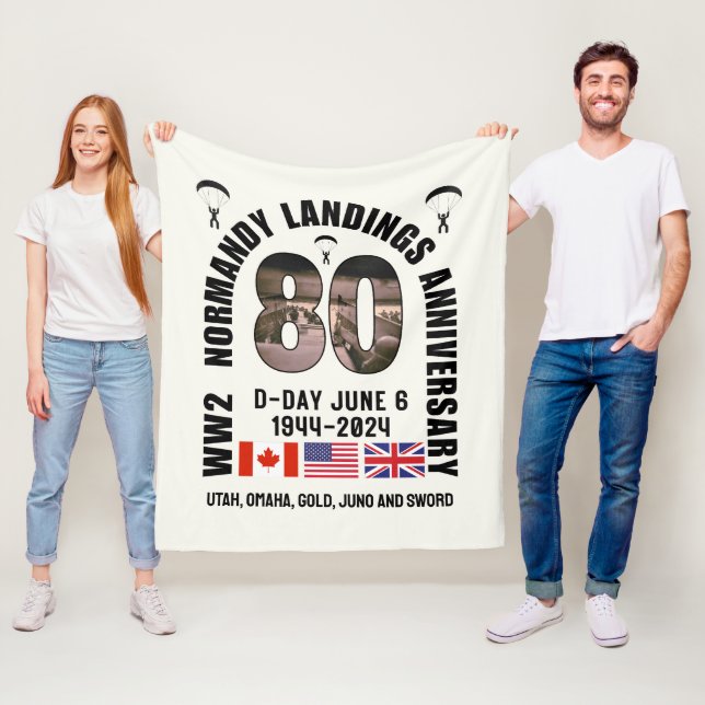 D-DAY NORMANDY LANDINGS WW2 80th Anniversary  Fleece Blanket (In Situ)