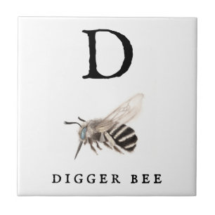 "D" Digger Bee Ceramic Tile