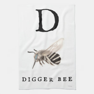 "D" Digger Bee Tea Towel