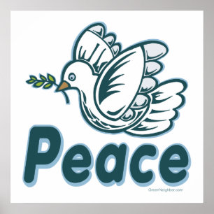 D - Dove, Olive Branch, Peace Poster