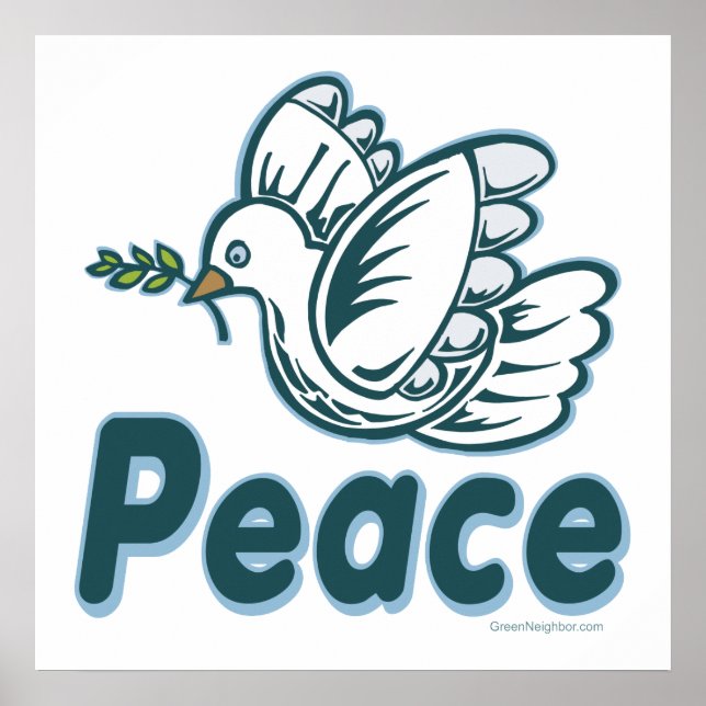 D - Dove, Olive Branch, Peace Poster (Front)