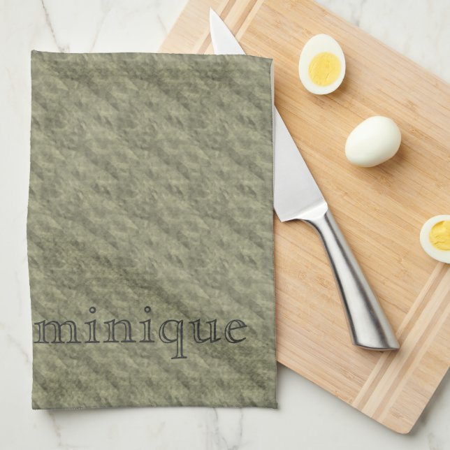 D - Embossed Vintage Monogram (Gold) Tea Towel (Quarter Fold)