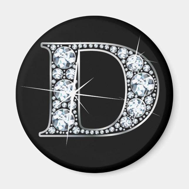 "D" Faux-"Diamond Bling" Magnet (Front)