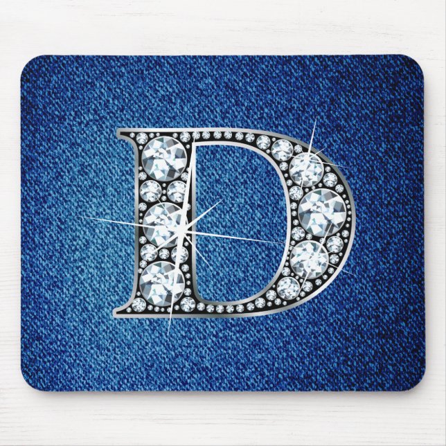 D Faux-"Diamond Bling" on Denim Mousepad (Front)