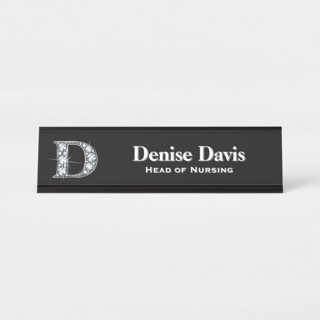 D Faux Diamond Desk Nameplate (Front)