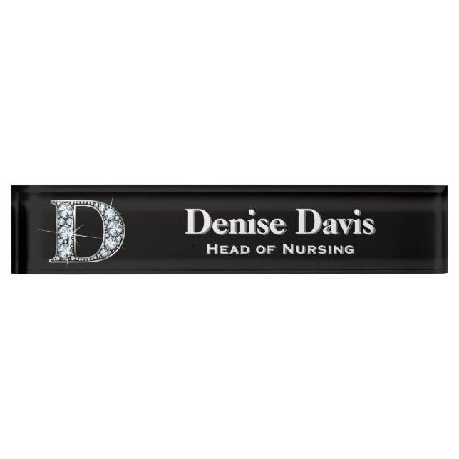 D Faux Diamond Desk Nameplate (Front)