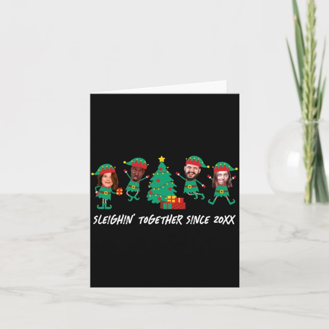 D Funny Face Photo Christmas Elf  Card (Front)
