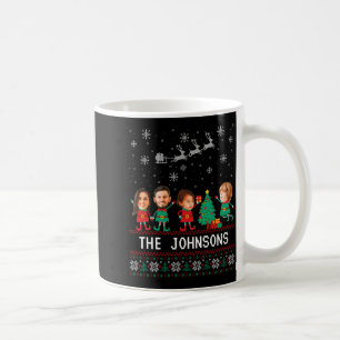D Funny Face Photo Christmas Elf Family Coffee Mug