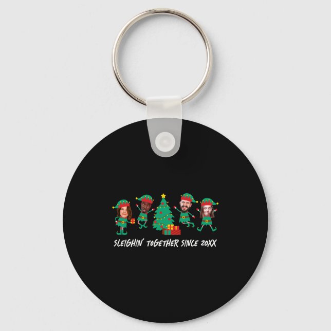 D Funny Face Photo Christmas Elf  Key Ring (Front)
