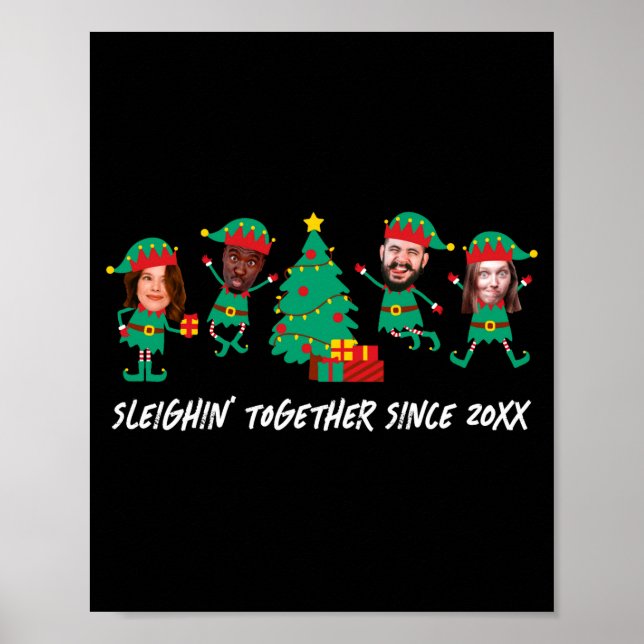 D Funny Face Photo Christmas Elf  Poster (Front)