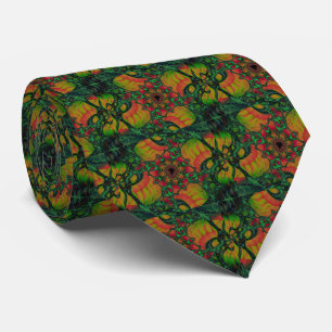 D Green and Yellow Fractal Art Tie