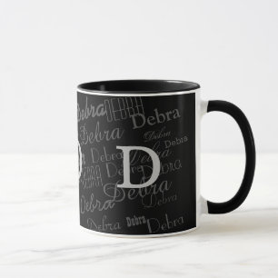 D initial with names custom mug