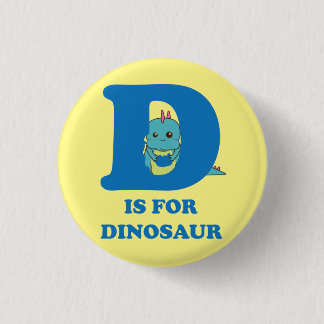 d is for dinosaur_2 yellow cream 3 cm round badge