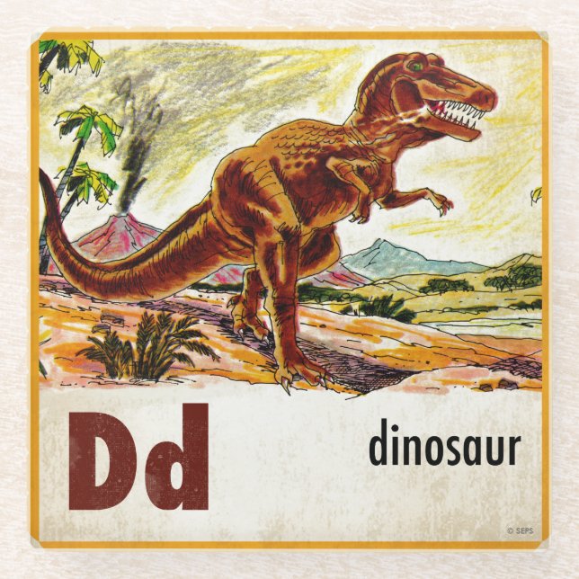 D is for Dinosaur Glass Coaster (Front)