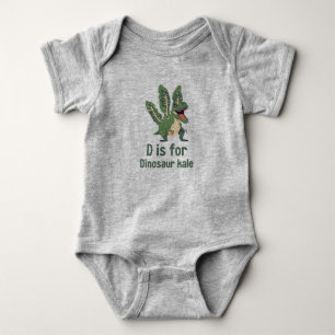 D is for Dinosaur Kale - Green Veggie Alphabet D Baby Bodysuit