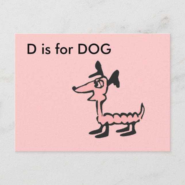 "D" is for Dog Alphabet Flashcard Postcard (Front)