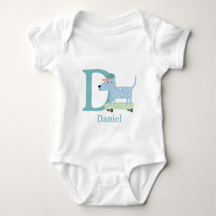 D is for Dog Personalise Baby Bodysuit