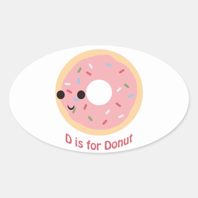 D is for Doughnut Oval Sticker (Front)
