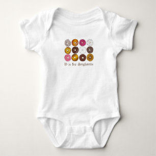 D is for Doughnuts Doughnut Dozen Breakfast Food Baby Bodysuit