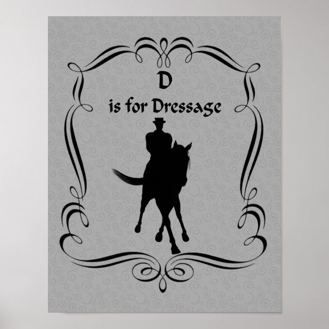 D Is For Dressage Horse And Rider Silhouette Poster (Front)