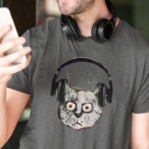 d.j. DJ Headphone Funny Cat T-Shirt