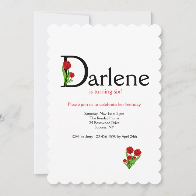 "D" Letter (Add Any First Name With Letter D) Invitation (Front)