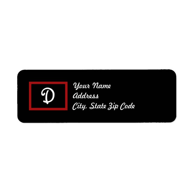 D : Letter D Blackboard Return Address Labels (Front)