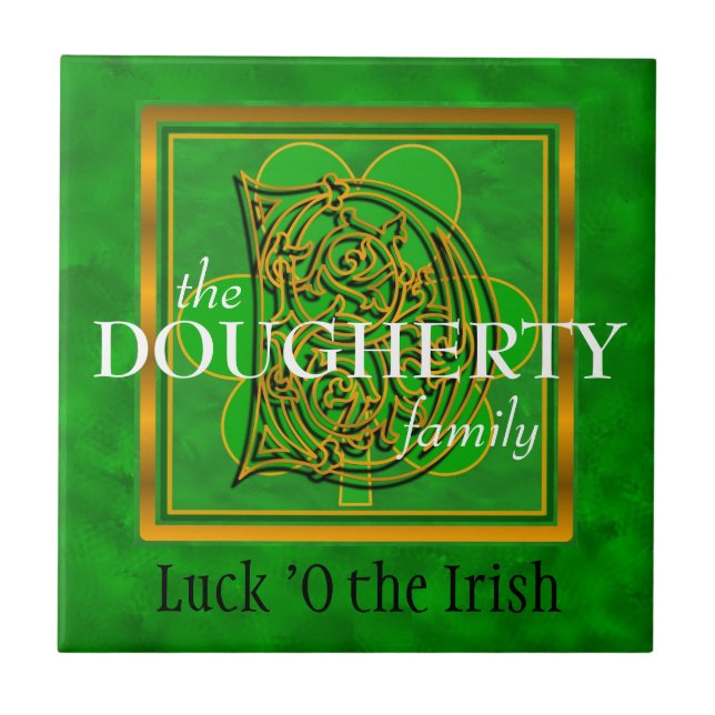 D "Luck of the Irish" Family Custom Monogram Tile (Front)