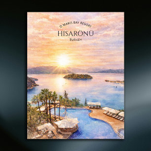 D Maris Bay Turkey Watercolor Beach Destination Holiday Postcard