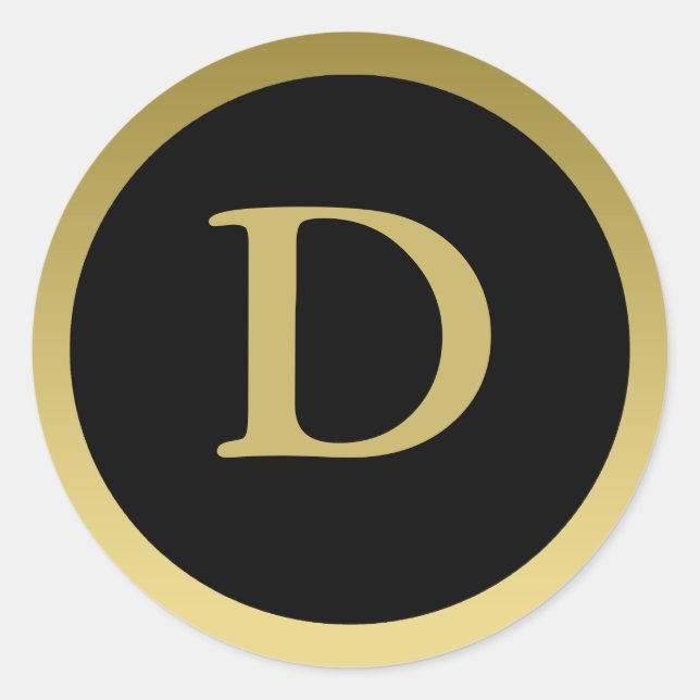 D :: Monogram D Elegant Gold and Black Sticker (Front)