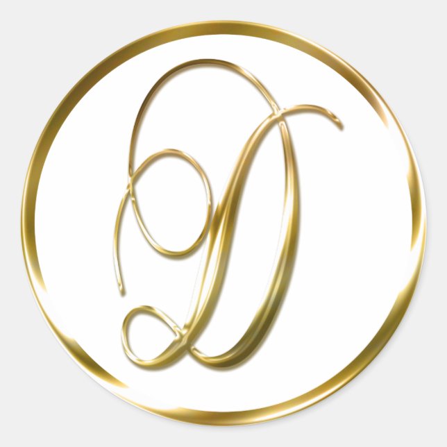 D Monogram Faux Gold Envelope Or Favour Seal (Front)
