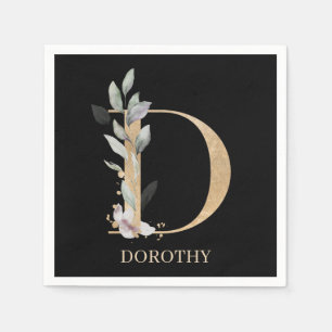 D Monogram Floral Personalised Napkins