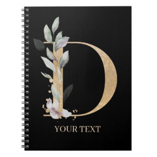 D Monogram Floral Personalised Notebook