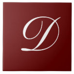 D Monogram Initial White on Maroon Ceramic Tile<br><div class="desc">Classic White Letter Monogram on Dark Red Background Sticker Template,  D.</div>