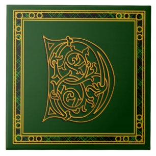 D Monogram "Irish Gold on Green" Ceramic Tiles