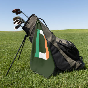 D Monogram overlaid on Irish Flag gtcnt Golf Towel