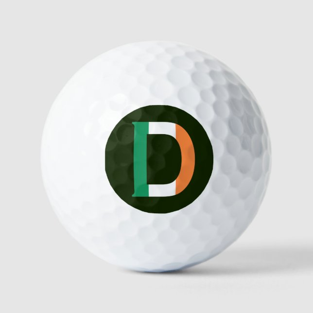 D Monogram overlaid on Irish Flag va gbcnt Golf Balls (Front)