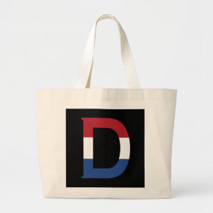 D Monogram overlaid on NLD Flag on bk jtcnt Large Tote Bag
