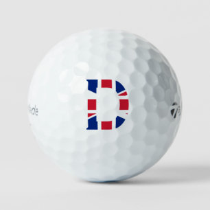 D Monogram overlaid on Union Jack Flag tmtp5 gbcnt Golf Balls