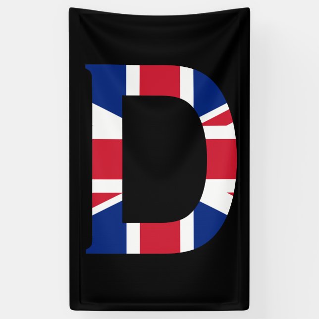 D Monogram overlaid on Union Jack Flag (v) bnrcnt Banner (Vertical)