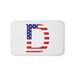 D Monogram overlaid on USA Flag bmt Bath Mat