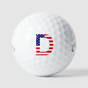 D Monogram overlaid on USA Flag css gbt Golf Balls